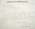 Frankford Arsenal Letter Re Ward-burton Bolt-action Rifles Trial 1873