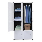 Portable 8 Cube Closet Dresser Wardrobe Clothes Storage Organizer W hanging Rail