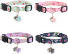 Breakaway Cat Collar With Bell  4 Pack Safety Adjustable Cat Collars Set   