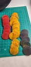 Vintage Cherry Red Black Yellow Marbled Catalin Bakelite Poker Chips 140 Pc