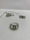 1980s Vintage Avon Silver Green Kyanite Sterling Silver Jewelry Set 7 5 Sz Ring