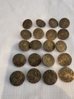 Set Of 20 Antique Brass Floral Buttons Victorian Paris 1822