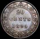 Newfoundland 20 Cents 1894   Queen Victoria Km 4 Silver  22