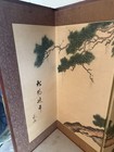 Vintage Japanese Hand Painted On Silk 4 Panel Vintage Folding Screen Flow