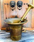Antique Large Solid Brass Apothecary Brass Mortar And Pestle