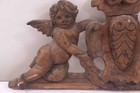 Continental Walnut Wood Putti Cherub Cartouche Pediment 22 5 Inch