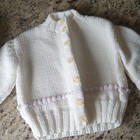 Handmade Acrylic Cardigan Sweater Button Front Long Sleeve 3-6 Month Pastel Trim