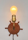Vintage Wooden Ship Boat Wheel Nautical Wall Light Decor Sconce 