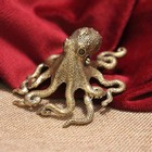 5pcs Vintage Brass Octopus Figurine Mini Sea Life Decor Desk Ornament Gift