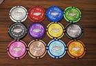 Las Vegas Smooth 14 Gram Clay Poker Chips Sample Set Pack 12 Colors New