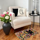 Spring Summer Doormat Outdoor Outside black Cat Flowers Welcome Door Mat Low-   