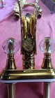 Gold Pvd 4  Center Hole Crystal Handles Swan Sink Faucet Mixer Brass Luxury Tap