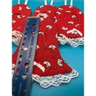 Rare Handmade Christmas Ornaments 80s Retro Fabric Santa Bell Photo Frame 4pc