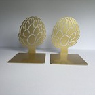 Gold Artichoke Bookends Metal Set Of 2 Kitchen office Shelf Decor Sturdy