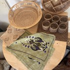 Vintage Wicker Rattan Basket Decor Bundle Lot Boho Wall Hanging Serving Tray Set