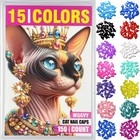 Cat Claw Covers 150pcs 15 Color Nail Caps Kit With Adhesive Applicator M New Usa