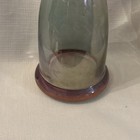 Vintage Iridescent Glass Bottle Vase Hourglass Shape Pink Accent Lines 
