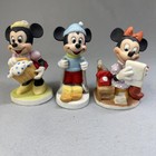 Vintage Walt Disney Productions Mickey Minnie Mouse Figurines Set Of 3 Ceramic