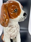 Beagle Puppy  Dog Figurine Ceramic Sitting 12 X 10 Real Life Size Brown White