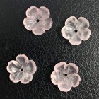 2 Pc Natural Pink Rose Quartz 12mm Carved Flower Hq - New Diy Bead Design