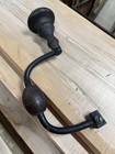 Antique Wm Needham Sheffield Sixpenny Penny Brace Hand Drill Wood Handles 1860s