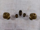 Vintage Brass Dollhouse Miniature 2  Shaded Table Lamps  Vase And Goblets Lot