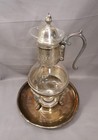Vintage Sheridan Silverplate Glass Coffee Tea Warmer Carafe Stand Set Mcm