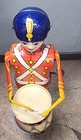J  Chein   Co  Usa Tin Litho Parade Drummer Boy- Vintage Wind Up Toy-it Works 