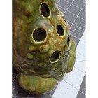 Flower Frog Toad Frog Project Piece Signed Wo Green Yellow Brown Ceramic 6 Inch
