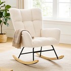 Nursery Rocking Chair Teddy Upholstered  Comfy Glider Rocker With High Backre   