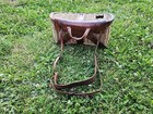 Vintage Wicker Leather Fly Fishing Trout Fish Creel Basket Pouch Fishing Tool