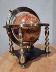 Vintage Old World Zodiac Astrology Brass Desktop Globe W  Stand