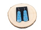 Stabilized Compressed Slab Turquoise Dangle Earrings Native Am Handmade Jewelry