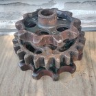 Lot Of 3 Steampunk Industrial Cast Iron Gear Light Base Project Vtg Heavy Art
