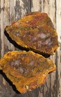 Sagenite Needle Agate Slices Slab 2 Matching Pair Lapidary Rough Scenic Moss 