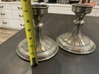 2 Vtg Large Silver Tone Candle Stick Holders  3    Pillar - Decorative Crafts Inc 