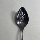 Vintage Community 8 5  Silver Plated Pierced Slotted Serving Spoon