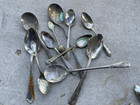 Lot Of 100 Antique Vintage Spoons Flatware -  Scrap Quality - Read Description