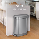 Simplehuman Slim Step Trash Can  Brushed Stainless Steel  12 Gal   cw2044 