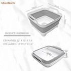Collapsible Wash Basin 9l  Foldable Dish Tub With Drain Plug  12inch  Gray 
