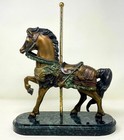 Large Carmel Bronze Sculpture Carousel War Horse Bronze   Marble Base Rare Find