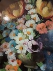 Unique Antique Floral Painted Fireplace Screen 18 x14   Painting