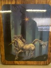 1985 Mythical Unicorn In Forest By Sue Dawe Lacquered Wood Wall Art 9 5    X 11 5   