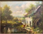  old English Mill  Henry T  Harvey Original Painting