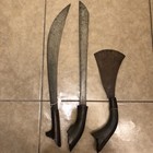 Malay Sword Group W parang Handforged Twistcore Pattern Blade   Carved Horn Grip