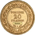 Tunisia Gold 20 Francs  1867 Oz - Average Circulated - Random Date