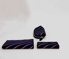 Lot X3 Lnwot Brooks Brothers Navy Gold Stripe Silk Feel Wallet Card Case Pouch