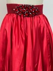 Red Satin Ballroom Dance Skirt W  Large Crystal Belt Buckle Wow