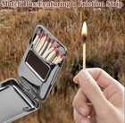 Retro Metal Black Leather   Silver Edges Match Stick  Safe Vesta Case   Striker 