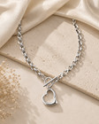 Women s Stainless Steel Love Fashion Bracelet Earrings Necklace Jewelry Set 